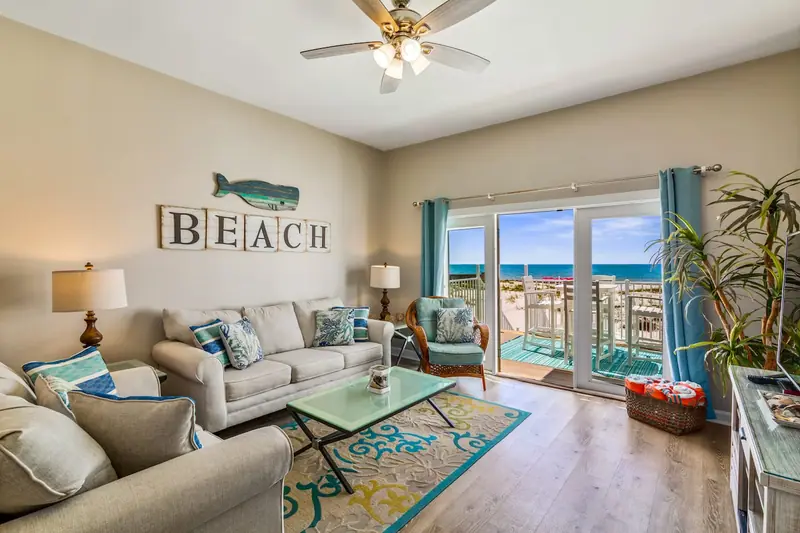 Side A living room with Gulf-view windows