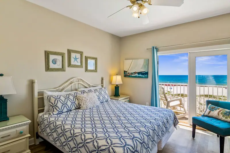 Side A · Bedroom 1 at Beachfront Duplex: 1 king bed