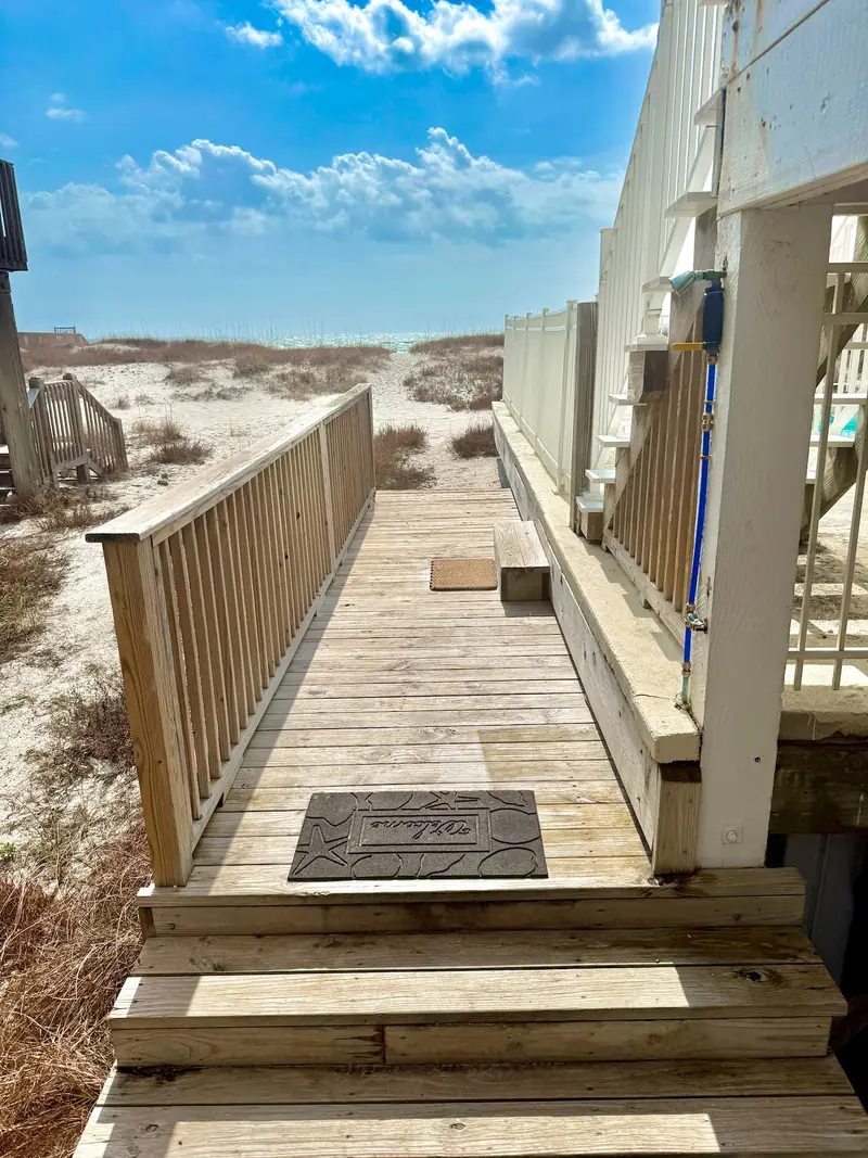 Boardwalk from the house to the beach, Beachfront Duplex