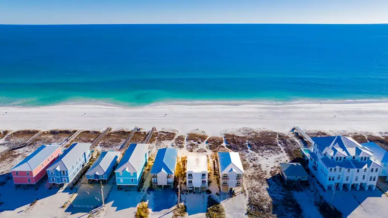 The beach in front of Dolphin View from above, Beachfront Duplex