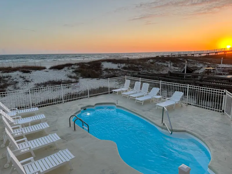 The pool from above, Beachfront Duplex